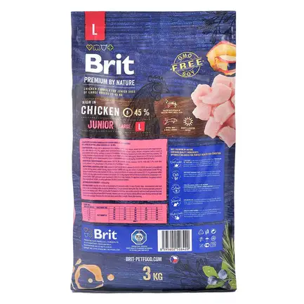 Сухий корм Brit Premium Dog Junior L для цуценят та юніорів великих порід, з куркою, 3 кг: додаткове фото 4