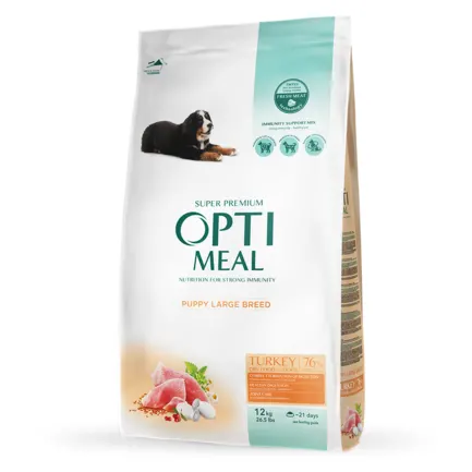 OPTIMEAL™. Повнораціонний сухий корм для цуценят великих порід – індичка, 12 кг