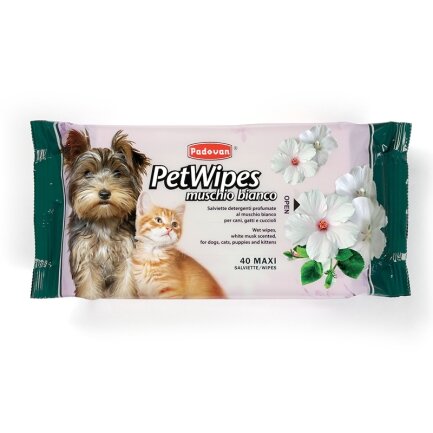 Pet Wipes Muschio Bianco/Очищаючі вологі серветки з білим мускусом PADOVAN Pet Wipes Muschio Bianco