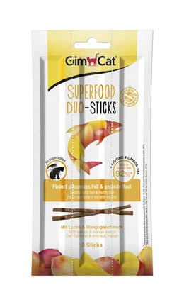 Ласощі GimCat М’ясні палички для котів, з лососем та манго, 3 шт по 5 г