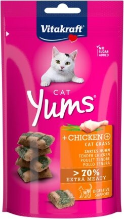 Подушечки Vitakraft Yums для котів, курка та котяча м’ята, 40 г