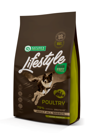 Сухий беззерновий корм з птицею для дорослих собак всіх порід Lifestyle Grain Free Poultry Adult All Breeds 1.5кг