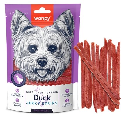 Wanpy Soft Duck Jerky Strips ВАНПІ ФІЛЕ КАЧКИ В’ЯЛЕНЕ СМУЖКИ ласощі для собак 0,1 кг