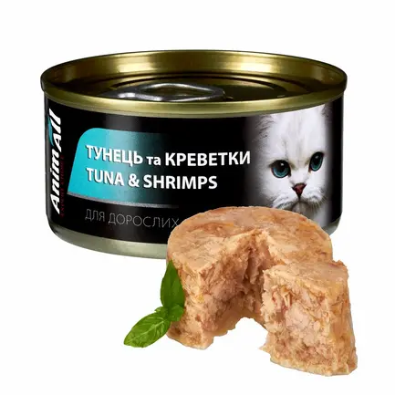 АнімАлл Вологий корм для котів Тунець з креветками, 85 г.