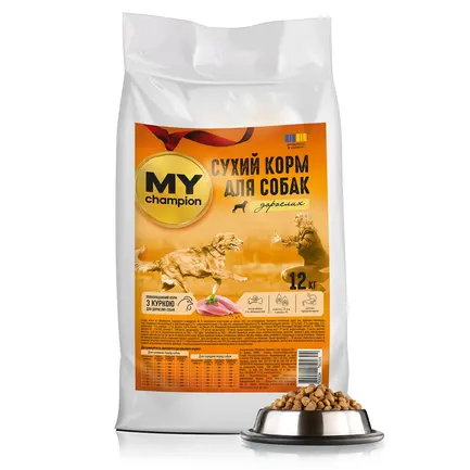 My Champion Повнораціонний сухий корм для собак з куркою, 12 кг