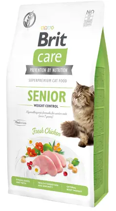 Сухий корм Brit Care Cat GF Senior Weight Control для котів похилого віку з надмірною вагою, курка, 7 кг