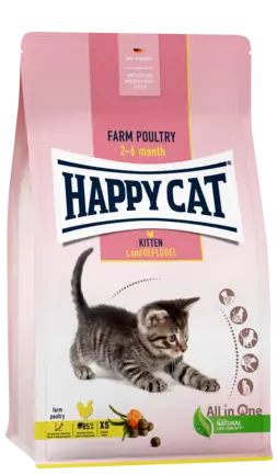 Сухий корм Happy Cat Kitten Land Geflügel для кошенят з 5 тижнів до 6 місяців зі смаком птиці, 4 кг, 70536