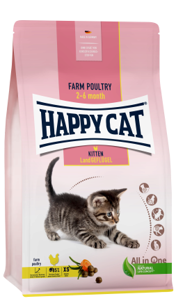 Сухий корм Happy Cat Kitten Land Geflügel для кошенят з 5 тижнів до 6 місяців зі смаком птиці, 4 кг, 70536