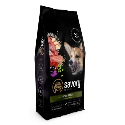 Сухий корм Savory All Breed для стерилізованих собак усіх порід, зі свіжою індичкою, 12 кг
