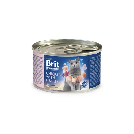 Вологий корм Brit Premium by Nature для котів, з куркою та серцем, 200 г