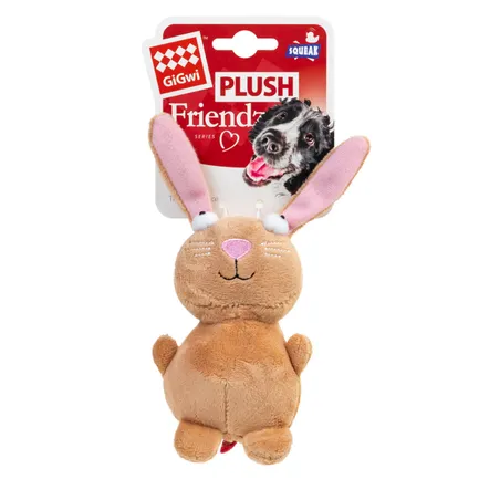 Іграшка для собак Кролик з пищалкою GiGwi Plush, плюш, 16 см — Фото 1