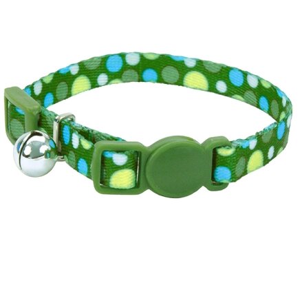 Coastal Li`l Pals Breakaway Kitten Collar КОСТАЛ ЛІТТЛ ПЕЛС КІТТЕН безпечний нашийник для кошенят, 0.8х15-20см Зелена крапка