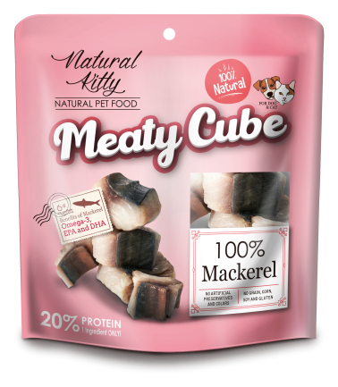 Natural Kitty Meaty Cube 100% Mackerel Ласощі для котів та собак у вигляді кубиків, скумбрія 60г