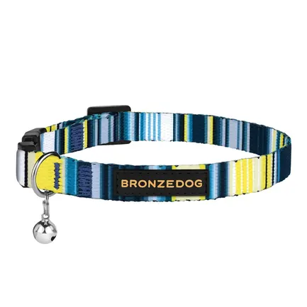Нашийник для Котів BronzeDog Urban West Нейлоновий з Пластиковою Пряжкою та Дзвіночком Синій XS: додаткове фото 4