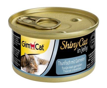 Вологий корм GimCat Shiny Cat для котів, тунець та креветки, 70 г — Фото 2