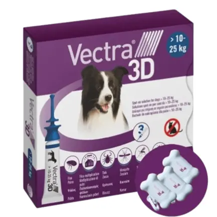 Ceva Вектра 3D Vectra 3D краплі для собак від кліщів і бліх 10,1-25 кг, 3x3,6 мл