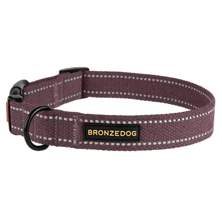 Нашийник для собак Bronzedog Сotton рефлекторний бавовняний брезент черрі M: додаткове фото 3