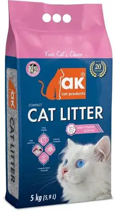 Наповнювач бентонітовий AK Cat Products Compact Cat Litter Дитяча присипка 5 кг