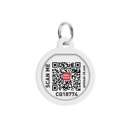 Адресник для собак та котів металічний WAUDOG Smart ID з QR паспортом, малюнок "Всесвіт пончиків", круг, Д 25 мм: додаткове фото 3