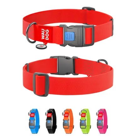 Нашийник для собак водостійкий WAUDOG Waterproof з QR паспортом, пластиковий фастекс, XXL, Ш 40 мм, Дов 46-70 см, червоний