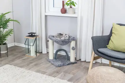 Дряпка Trixie Baza для котів, зі щіткою, сизаль/плюш, 41х41х50 см (сірий): додаткове фото 7