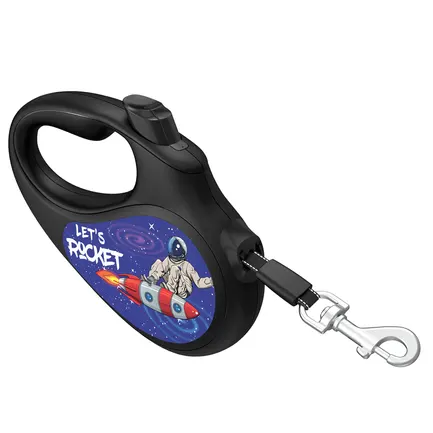 Повідець-рулетка для собак WAUDOG R-leash, малюнок "Ракета", світловідбиваюча стрічка, XS, до 12 кг, 3 м чорний: додаткове фото 5