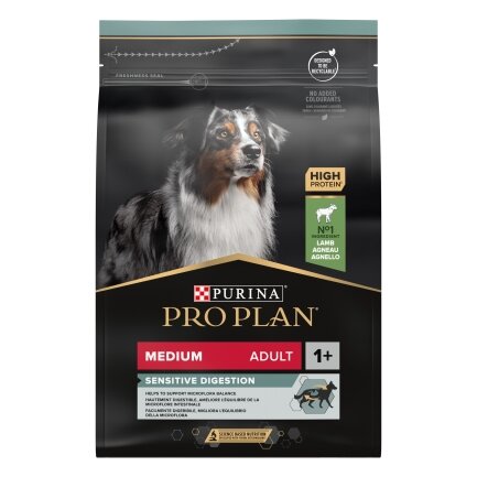 Сухий корм PRO PLAN Medium Adult 1+ Sensitive Digestion для дорослих собак середніх порід з чутливим травленням з ягням 3 кг — Фото 1