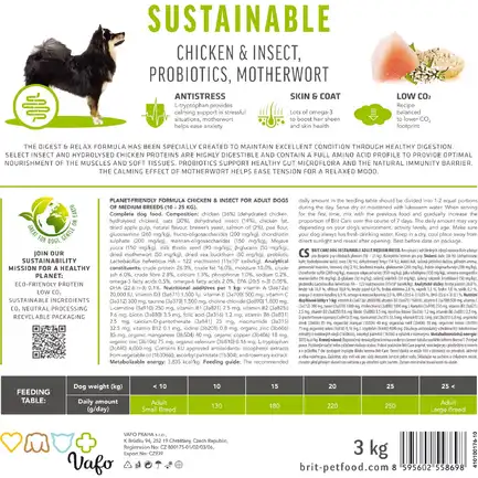 Сухий корм Brit Care Dog Sustainable Adult Medium Breed для собак середніх порід, з куркою та комахами, 3 кг: додаткове фото 7