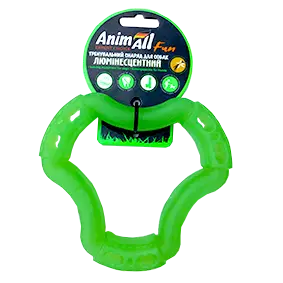 Іграшка AnimAll Fun кільце 6 сторін для собак, люмінесцентна, 15 см, зелена
