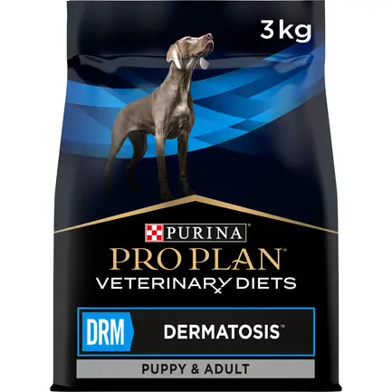 Сухий дієтичний корм PRO PLAN VETERINARY DIETS DRM Dermatosis для цуценят та дорослих собак для підтримання функції шкіри при дерматозах та надмірному випадінні шерсті 3 кг