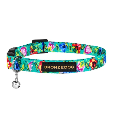 Нашийник для кішок BronzeDog Urban Folk нейлоновий з пластиковою пряжкою та дзвіночком ментоловий XS: додаткове фото 2