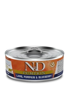 Вологий корм для кішок Farmina N&D Grain Free PUMPKIN LAMB ADULT беззерновий з гарбузом, ягням, чорницею 80 г