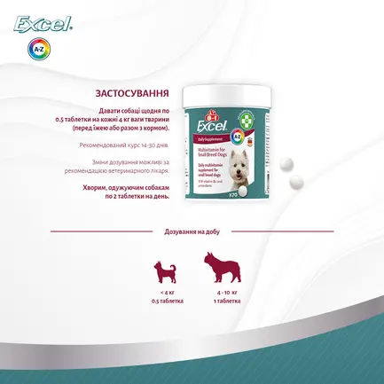 Вітаміни 8in1 Excel Multi Vitamin Small Breed для собак дрібних порід, мультивітамін, 70 шт: додаткове фото 11