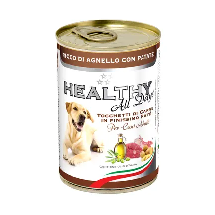 HEALTHY All days вологий корм для собак - паштет зі шматочками, з ягнятиною та картоплею 400гр