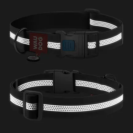 Нашийник для собак водостійкий WAUDOG Waterproof з QR паспортом, світловідбивний, пластиковий фастекс, XXL, Ш 40 мм, Дов 46-70 см, сірий: додаткове фото 2