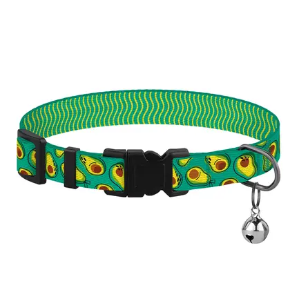 Нашийник для Котів BronzeDog Urban Fruits Нейлоновий з Пластиковою Пряжкою та Дзвіночком Авокадо XS: додаткове фото 2