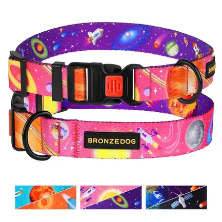 Нашийник для собак BronzeDog Urban Cosmos нейлоновий з пластиковою пряжкою Рожевий L: додаткове фото 4