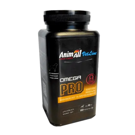 Вітаміни AnimAll VetLine Omega PRO для великих порід собак 2 г × 250 табл