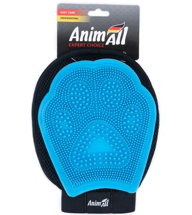 Рукавичка для вичісування шерсті AnimAll Groom для тварин, блакитна