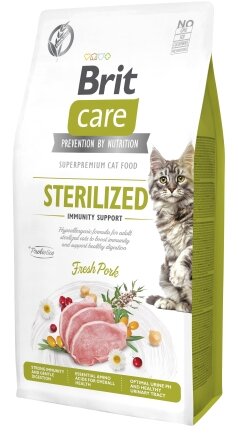 Сухий корм Brit Care Cat by Nutrition Sterilized Immunity Support для стерилізованих котів, зі свининою, 7 кг