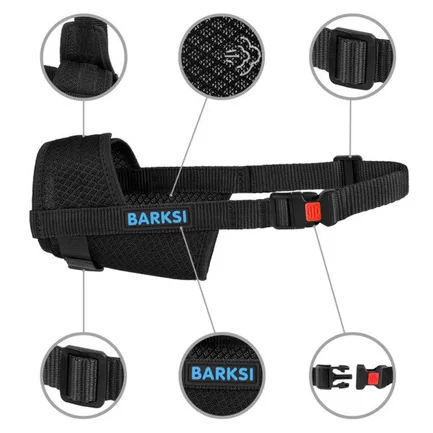 Намордник для Собак №6 Регульований Дихаючий з 3D сітки Barksi Чорний: додаткове фото 3