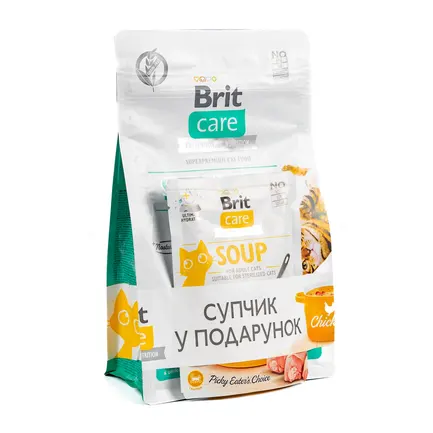 НАБІР Корм сухий Brit Care GF Sterilized Urinary Health д/стерилізованих котів д/підтримки здоров'я сечовивідних шляхів курка 400 г + суп 75 г