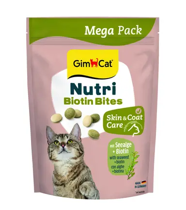 Вітаміни GimCat NUTRI BIOTIN BITES для котів для покращення стану шерсті та шкіри 425г