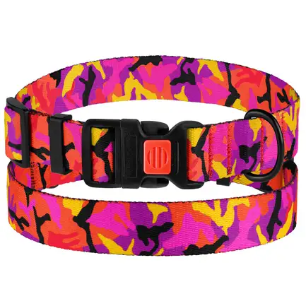 Нашийник для Собак BronzeDog Urban Camo Нейлоновий з Пластиковою Пряжкою Рожевий XL
