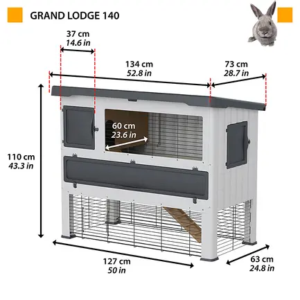 Ferplast CAGE GRAND LODGE 140 GREY Клітка велика для кролів, пластик: додаткове фото 2