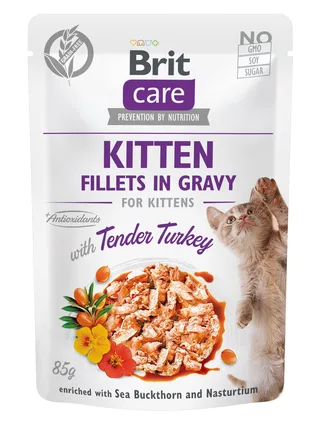 Вологий корм для кошенят Brit Care Kitten Fillets in Gravy Tender Turkey філе в соусі індичка, 85 г