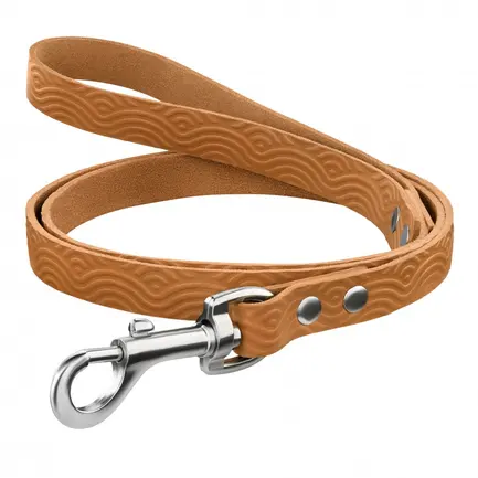 Повідець для Собак Шкіряний BronzeDog Classic з тисненням Гірчичний XS