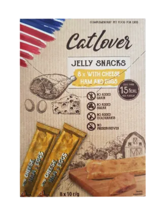 CatLover JellySnack 8*10g cheese ham egg снеки для котів у вигляді желе з сиром, шинкою та яйцем