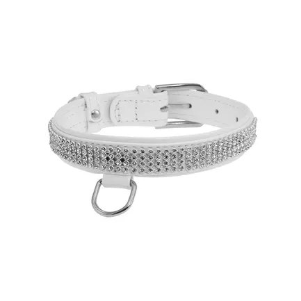 Нашийник "CoLLaR brilliance" з оздобленням "Полотно стрази" (ширина 20мм, довжина 30-39см) білий: додаткове фото 2
