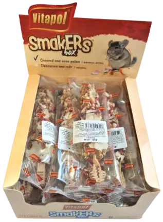 Колба Vitapol Smakers Box для шиншил, зі смаком кокоса і пелюсток троянд, упаковка 12 шт